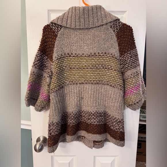 Free People | half sleeves multi-colored button up sweater, Size M - Picture 3 of 3